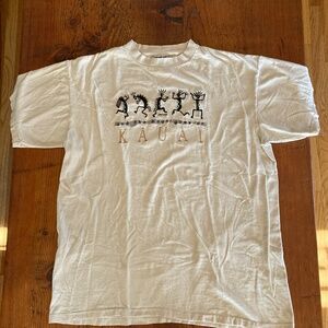 90's Kauai, Hawaii Oversized T-shirt, Size Large, Tan with Embroidery, Made USA